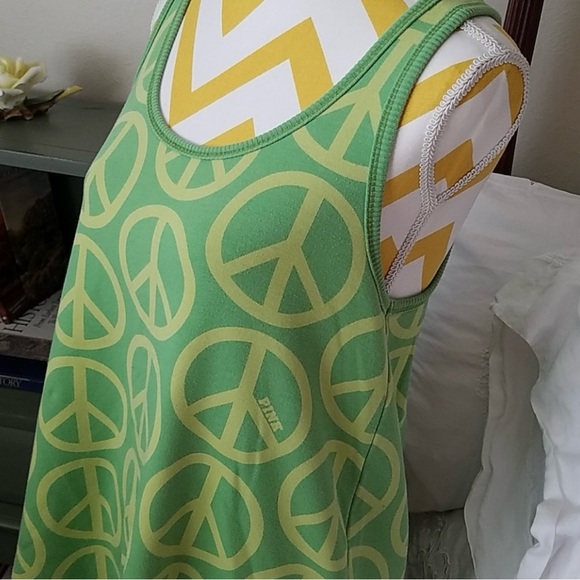PINK Green Peace Signs Dress - M - Picture 4 of 5
